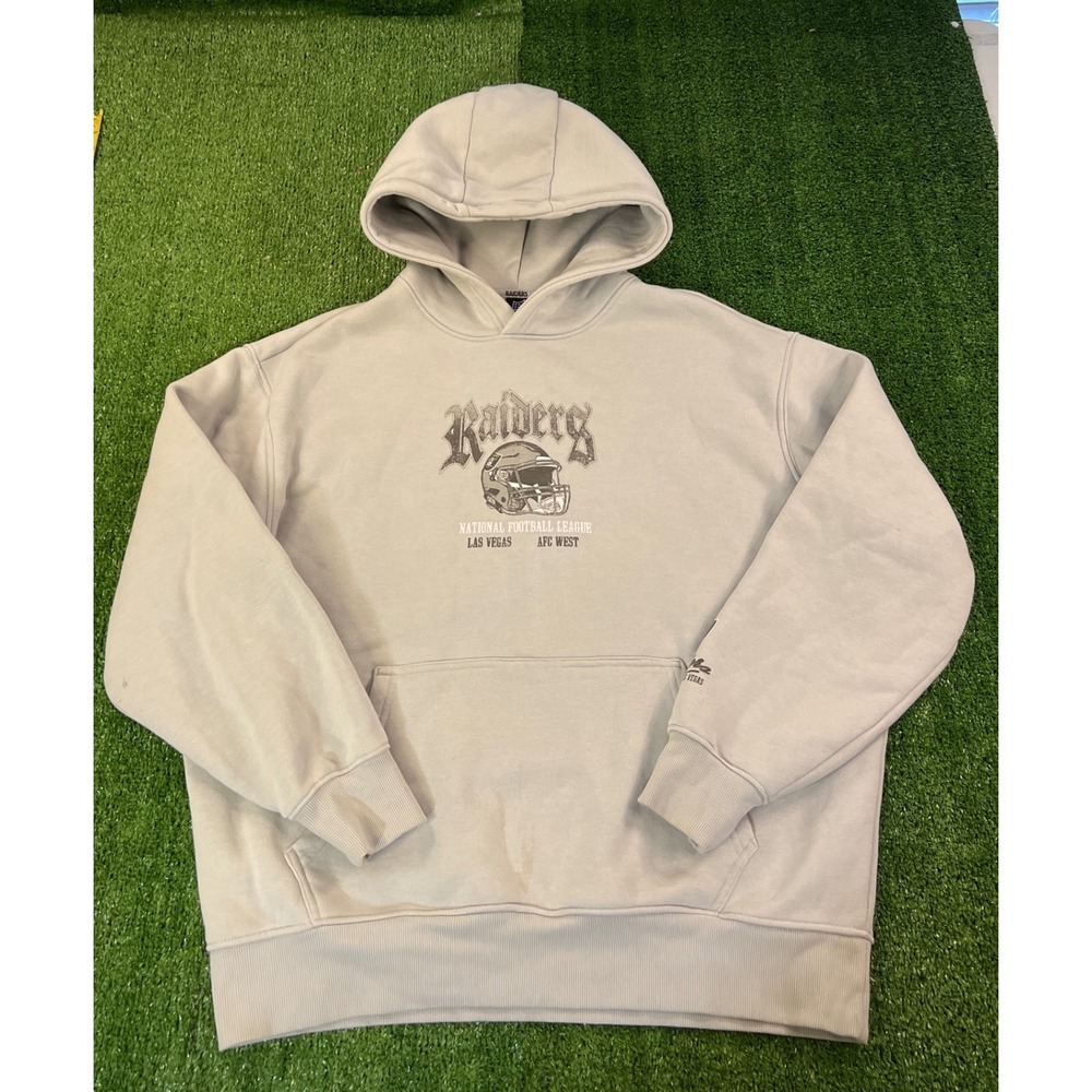 NFL Las Vegas Raiders Hoodie Mens Large LG Baggy Oversized Grey Graphic Pullover